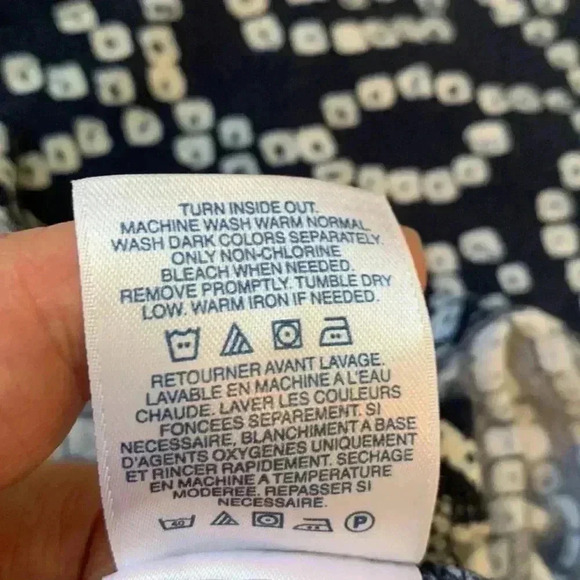 Lands’ End 100% lightweight cotton top, relaxed fit, navy w white pattern - Picture 5 of 5